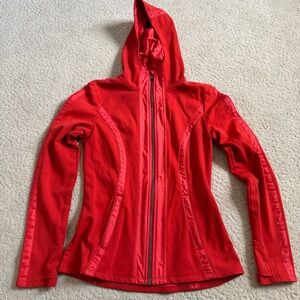 Athleta Jacket Women XS Grenadine Red Verbier Hoodie Full Zip Soft Shell